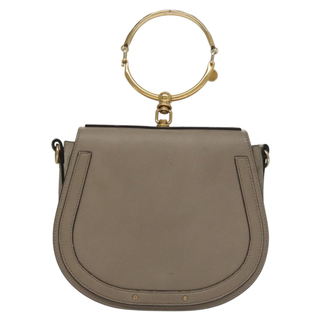Chloe Nile Hand Bag Leather 2way Beige 109834