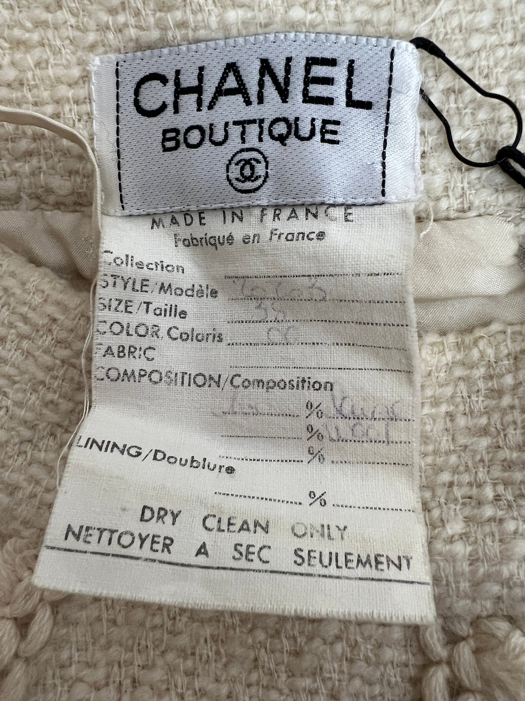 Top Quality Chanel Ivory Tweed Pencil Skirt with Pocket Detail Size FR 38 (UK 10)