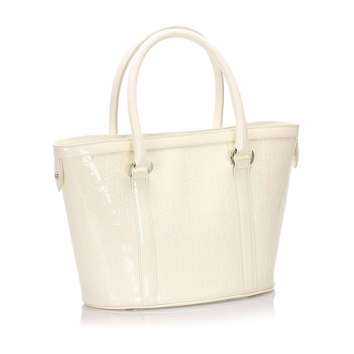Top quality Dior White Patent Leather Oblique Tote Bag Italy