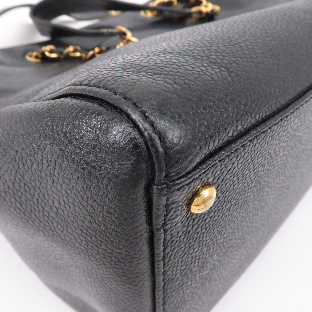 Top Quality Chanel Caviar Skin Chain Tote Bag Shoulder Bag Gold Black