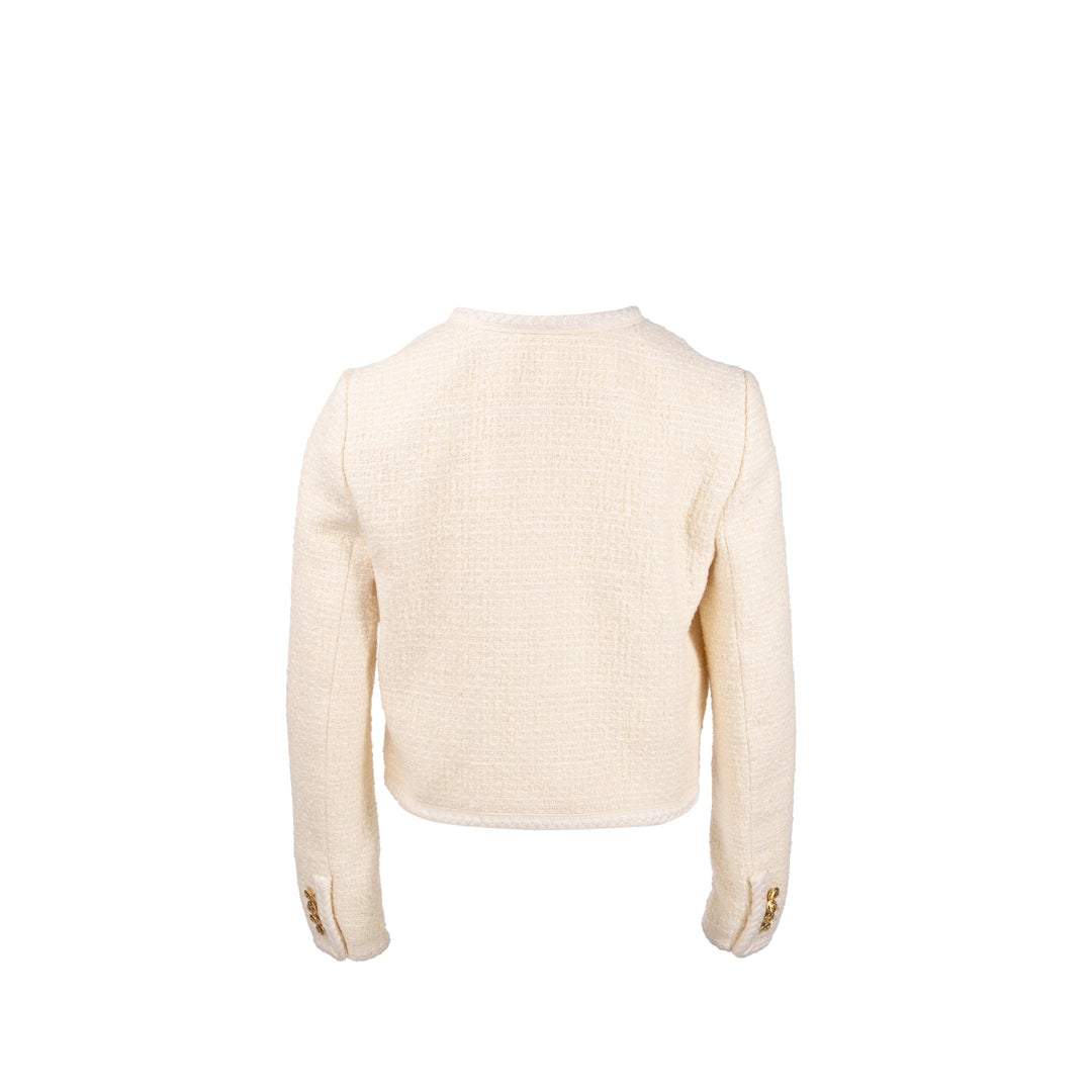 Top Quality Celine Size 34 Tweed Jacket Wool/Cotton White