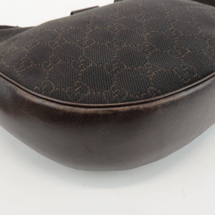 GUCCI GG Denim Leather Shoulder Bag Crossbody Dark Brownk