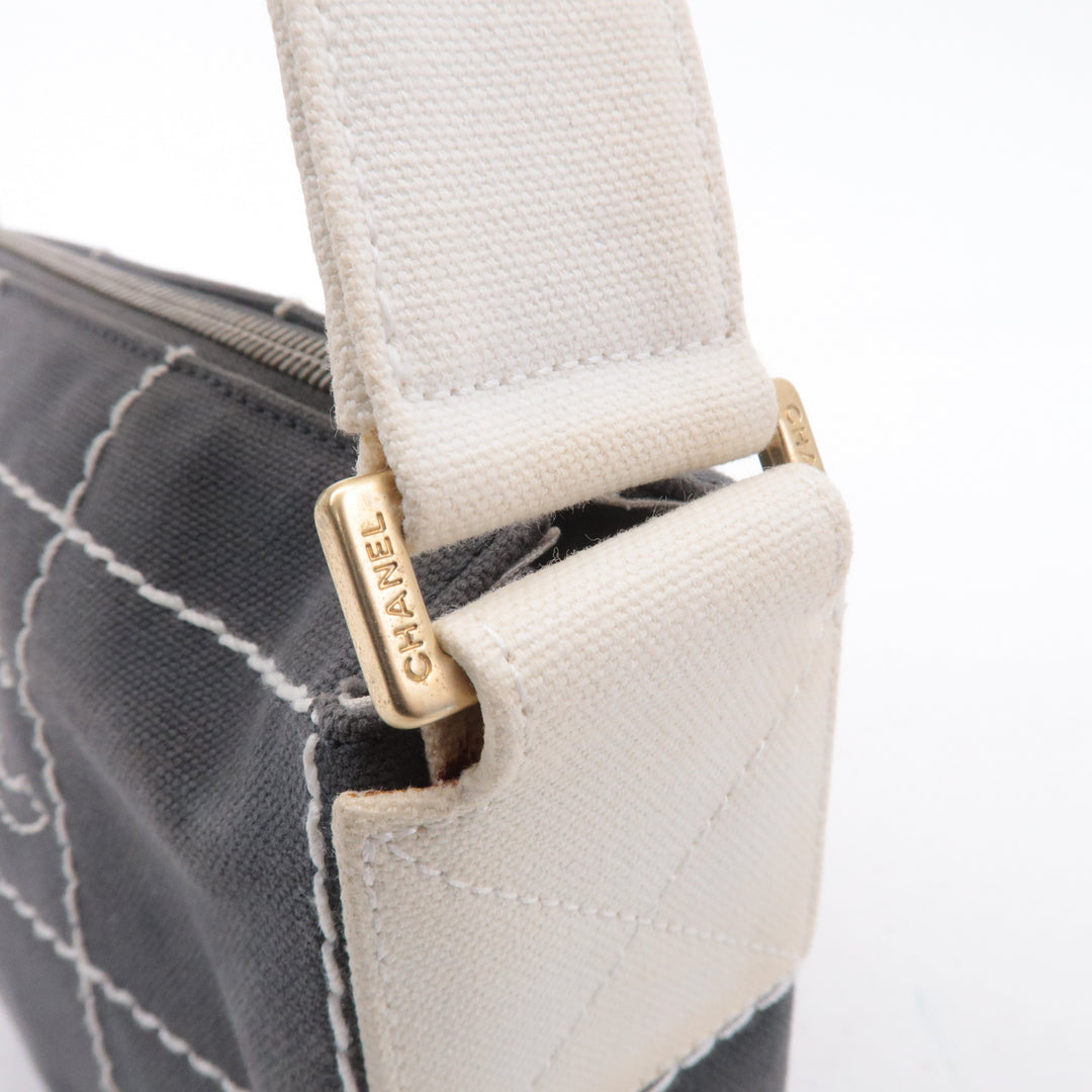 Top Quality Chanel Chocolate Bar Wild Stitch Canvas Hand Bag Gray