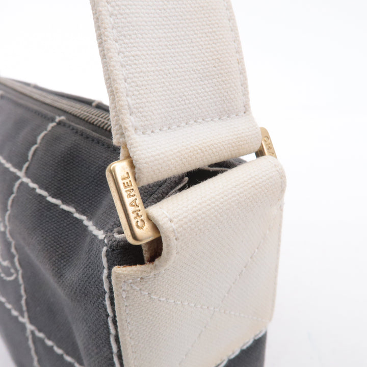 Top Quality Chanel Chocolate Bar Wild Stitch Canvas Hand Bag Gray