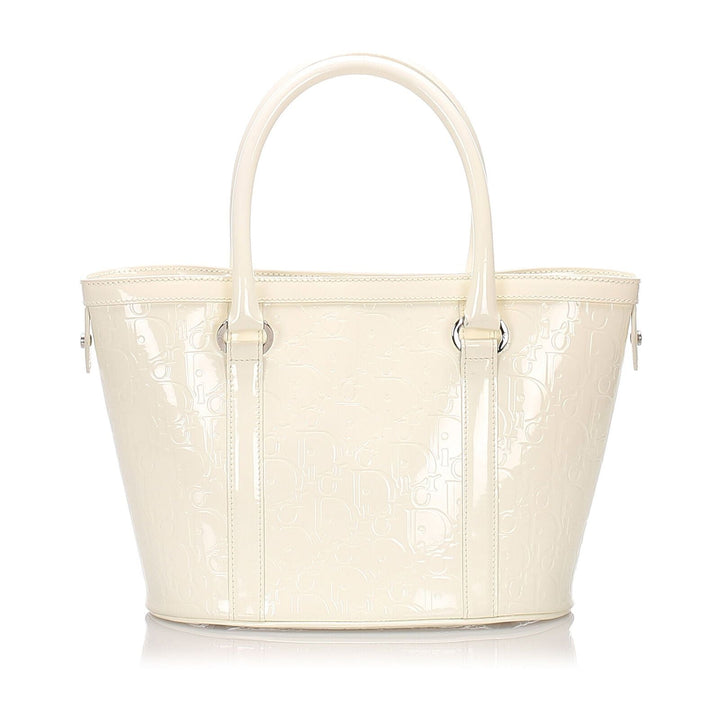 Top quality Dior White Patent Leather Oblique Tote Bag Italy