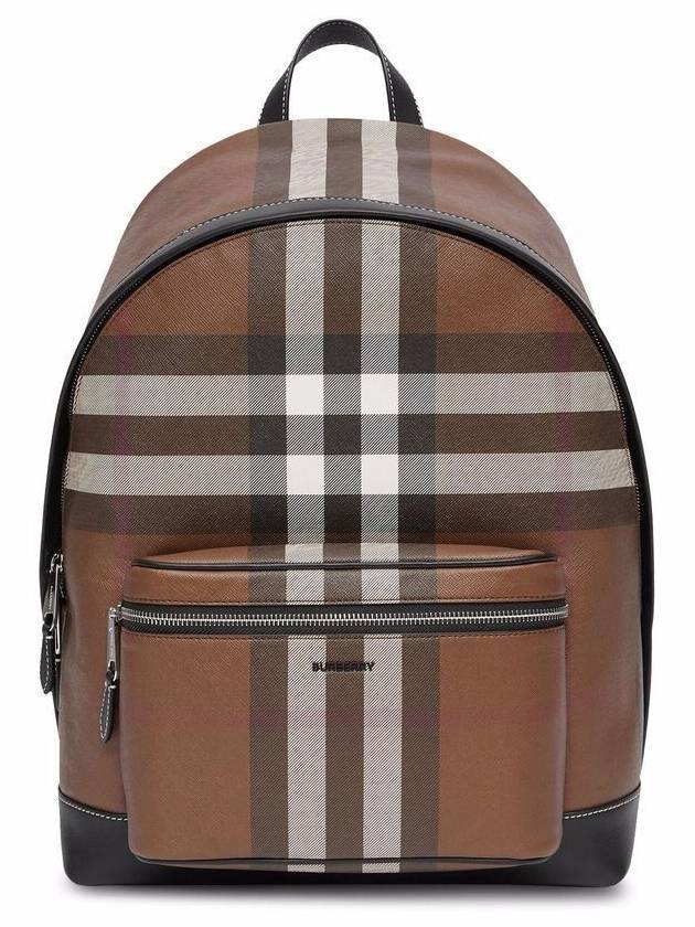 Burberry JETT check leather backpack dark brown