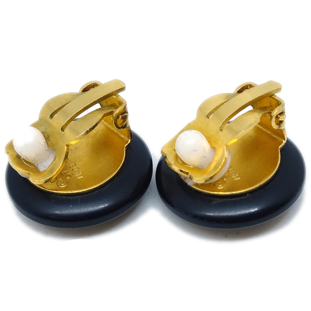 Top Quality Chanel Button Earrings Black 97P
