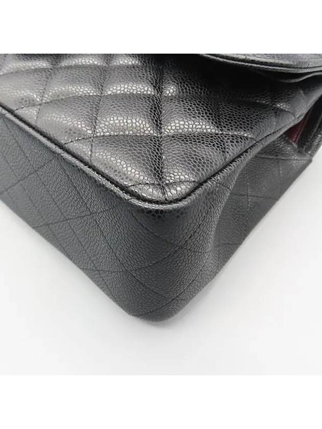 A58600 Black Caviar Skin Classic Jumbo Gold Chain Shoulder Bag Chanel