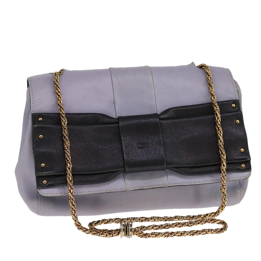 Chloe Chain Shoulder Bag Leather Purple 110018
