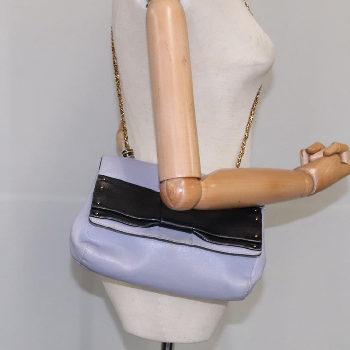 Chloe Chain Shoulder Bag Leather Purple 110018