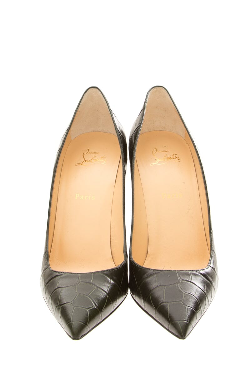 Christian Louboutin Green Crocodile Embossed Heels SZ 42
