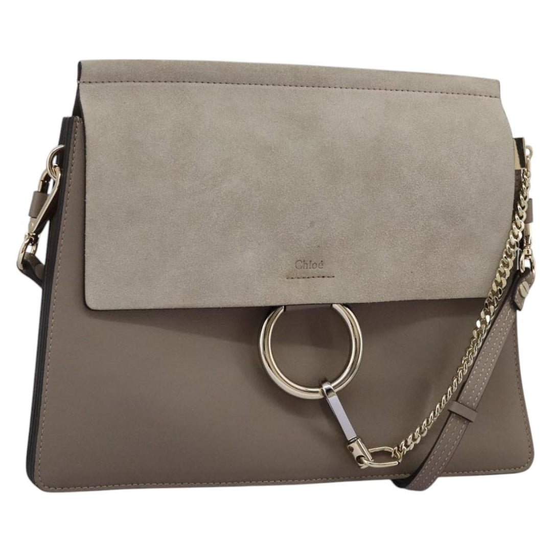 Chloe Fay Shoulder Bag Leather Gray 110878