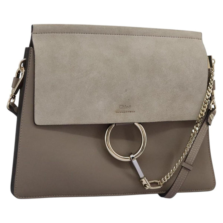 Chloe Fay Shoulder Bag Leather Gray 110878