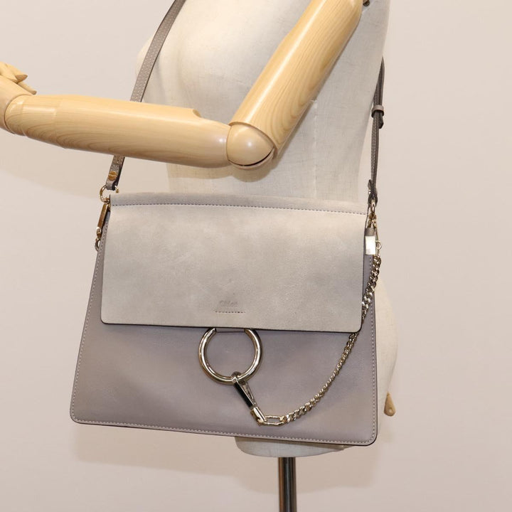 Chloe Fay Shoulder Bag Leather Gray 110878