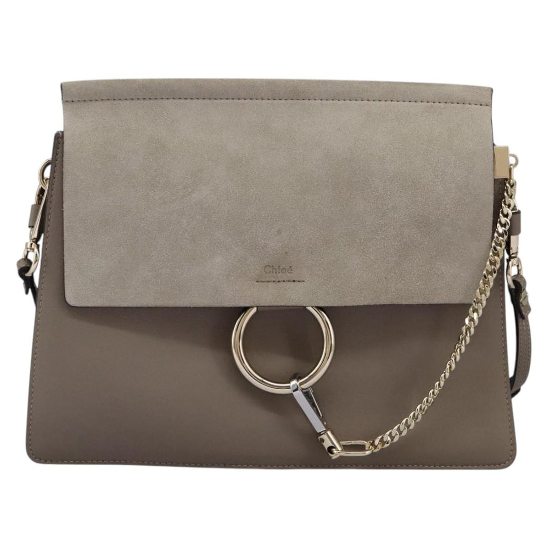 Chloe Fay Shoulder Bag Leather Gray 110878