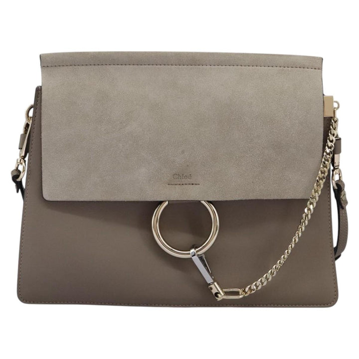Chloe Fay Shoulder Bag Leather Gray 110878