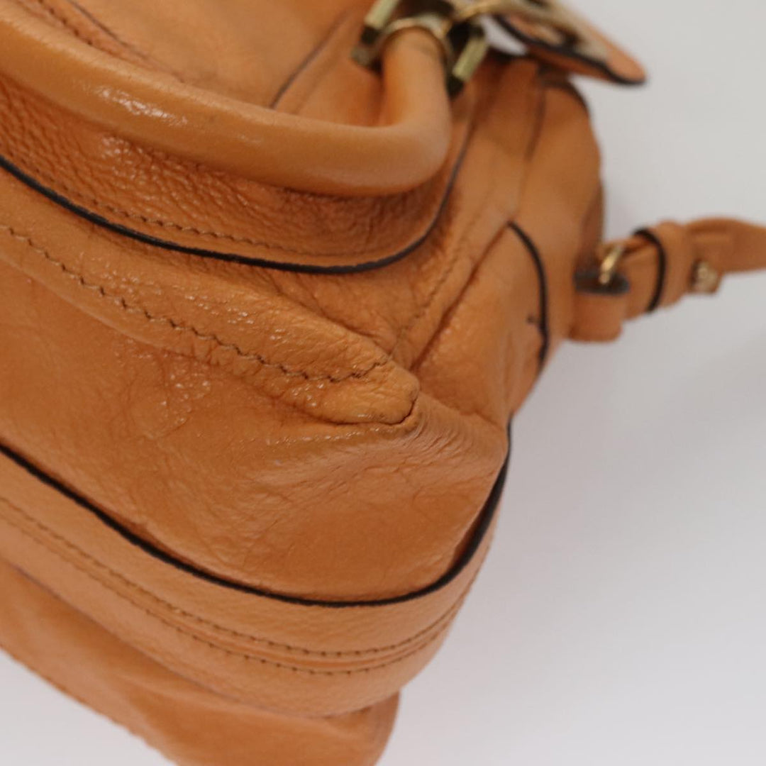 Chloe Paraty Hand Bag Leather Beige Gold 111039