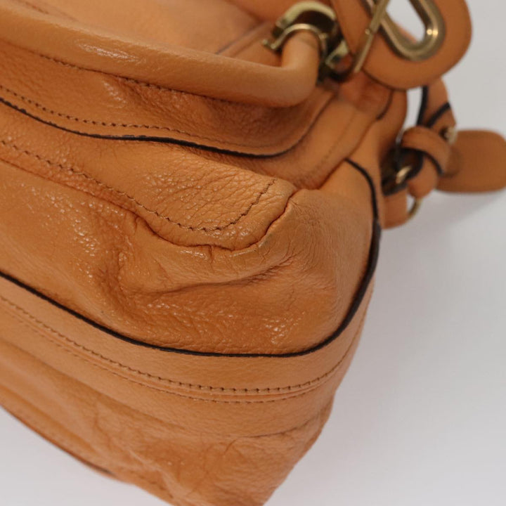 Chloe Paraty Hand Bag Leather Beige Gold 111039