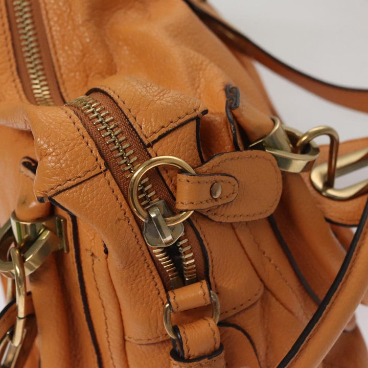 Chloe Paraty Hand Bag Leather Beige Gold 111039