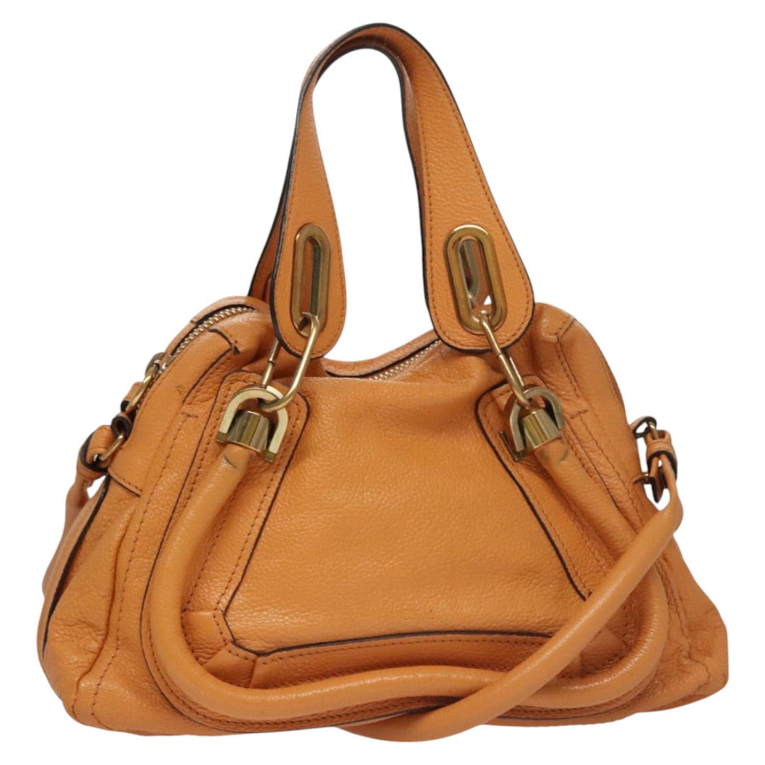 Chloe Paraty Hand Bag Leather Beige Gold 111039