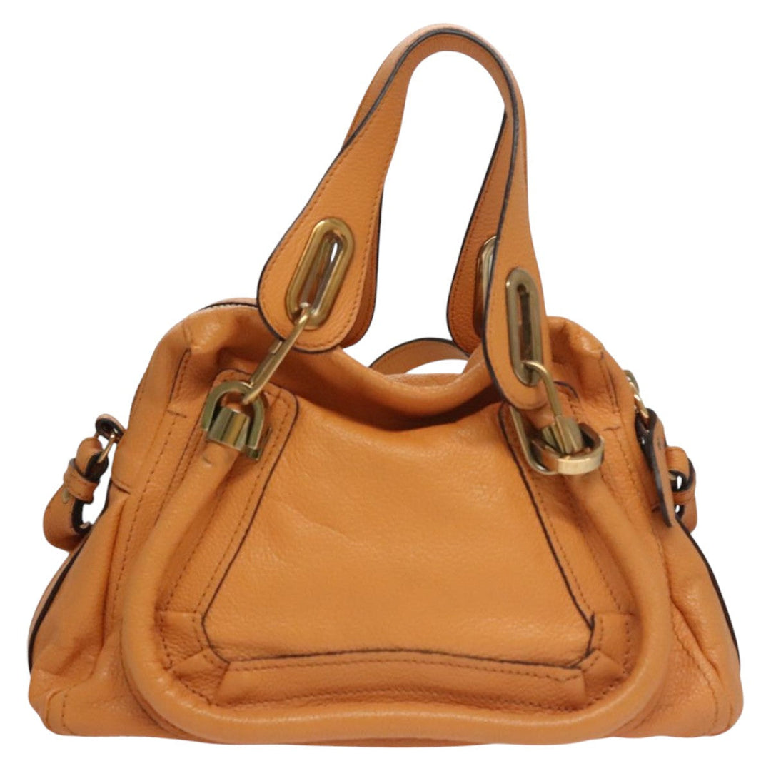 Chloe Paraty Hand Bag Leather Beige Gold 111039