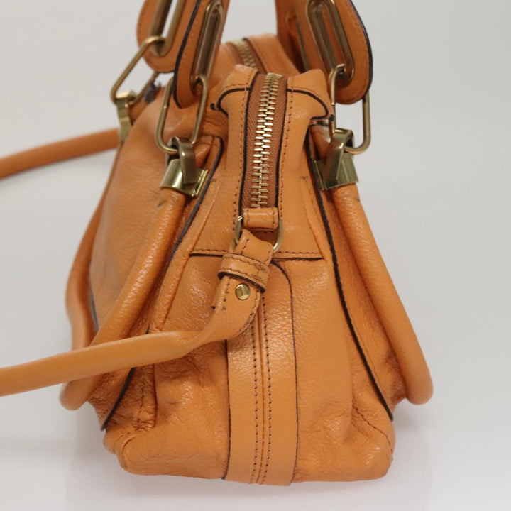 Chloe Paraty Hand Bag Leather Beige Gold 111039