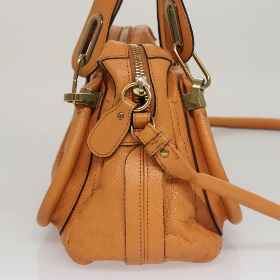 Chloe Paraty Hand Bag Leather Beige Gold 111039