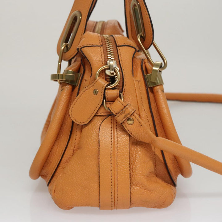 Chloe Paraty Hand Bag Leather Beige Gold 111039
