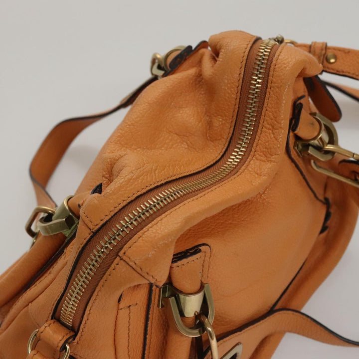 Chloe Paraty Hand Bag Leather Beige Gold 111039