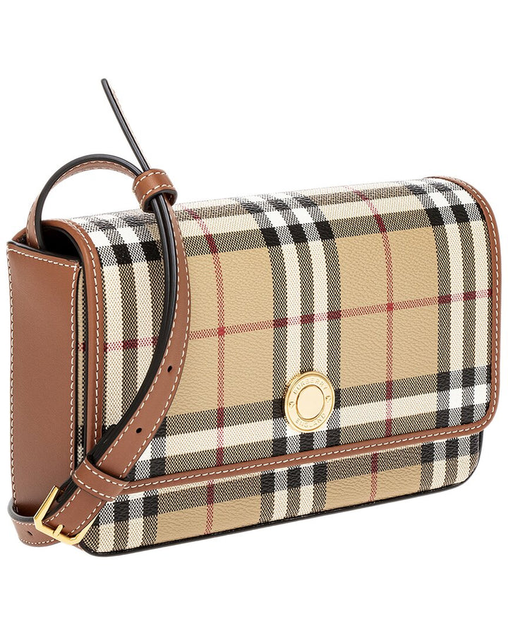 Burberry Hampshire E-Canvas & Leather Shoulder Bag