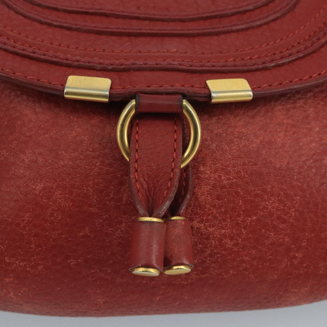 Chloe Mercy Shoulder Bag Leather Red Gold 111189