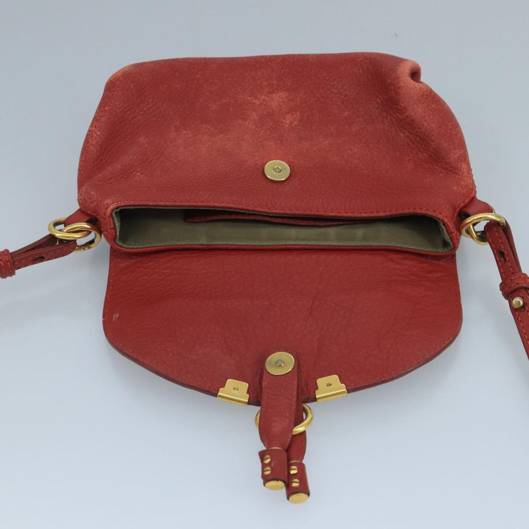 Chloe Mercy Shoulder Bag Leather Red Gold 111189