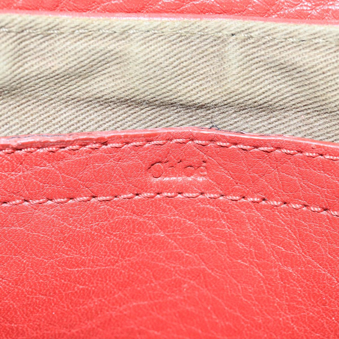 Chloe Mercy Shoulder Bag Leather Red Gold 111189
