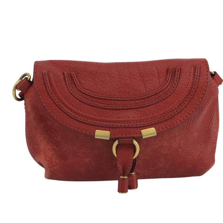 Chloe Mercy Shoulder Bag Leather Red Gold 111189