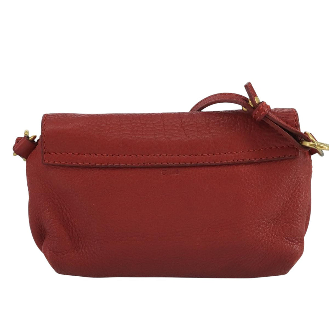 Chloe Mercy Shoulder Bag Leather Red Gold 111189