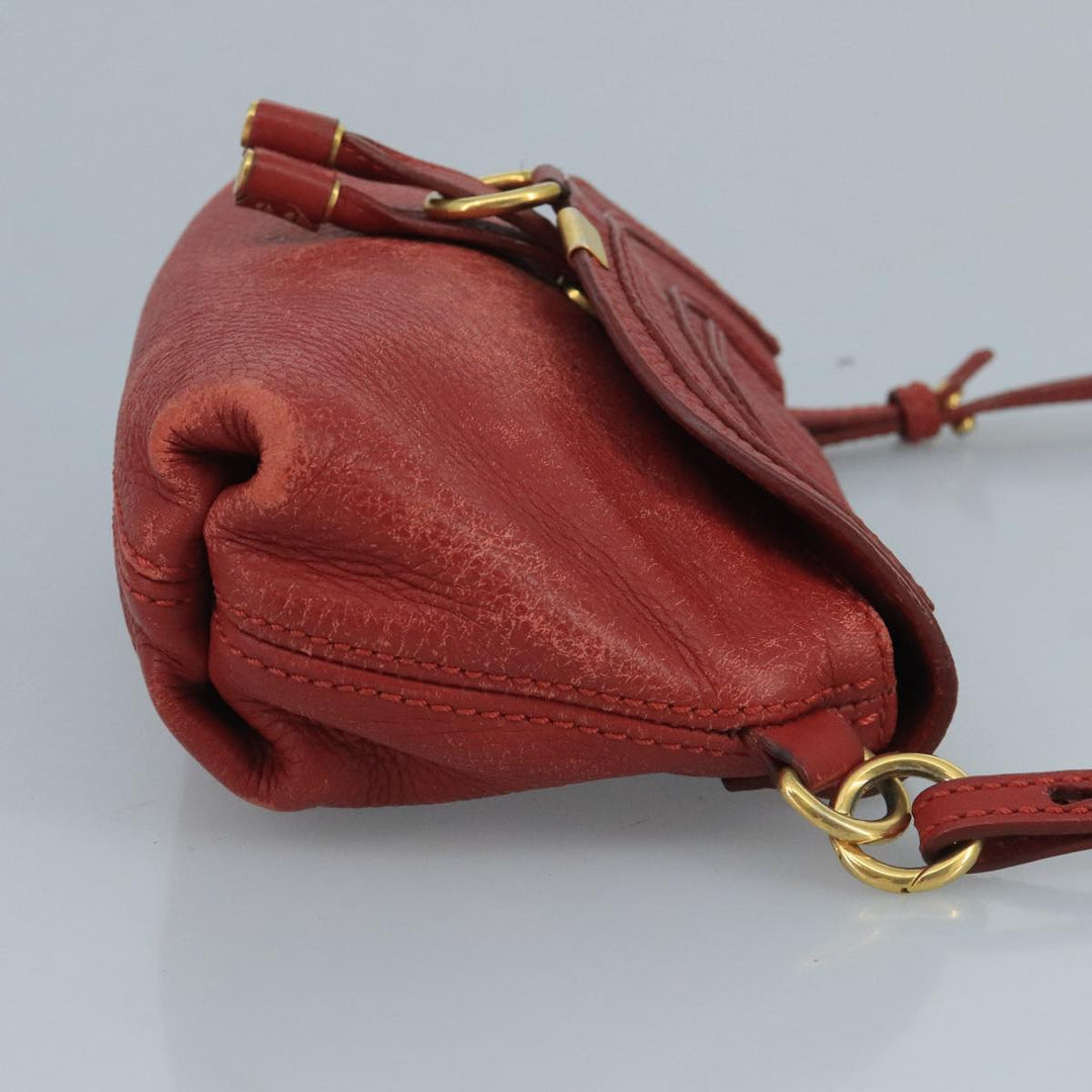 Chloe Mercy Shoulder Bag Leather Red Gold 111189