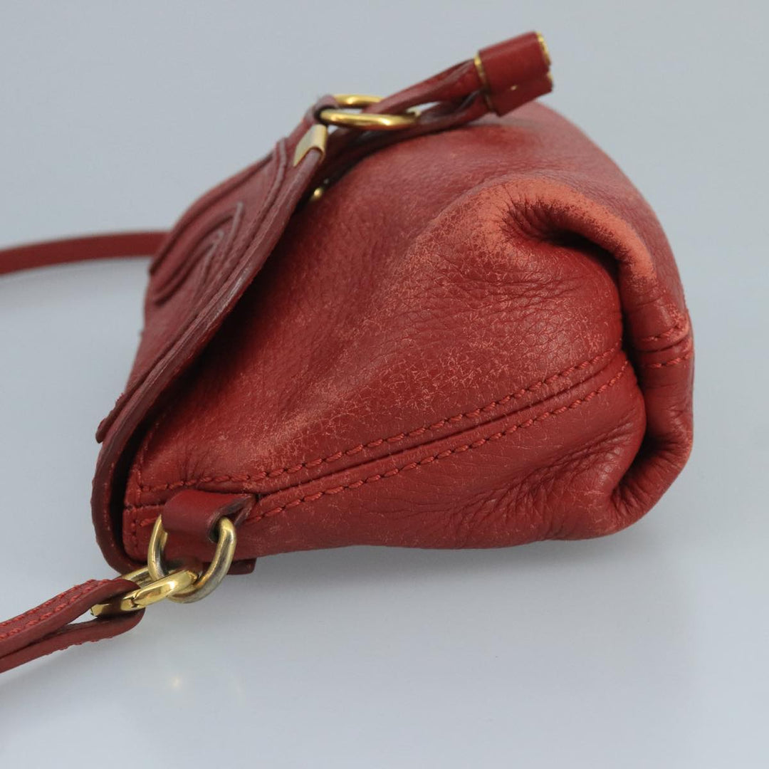 Chloe Mercy Shoulder Bag Leather Red Gold 111189