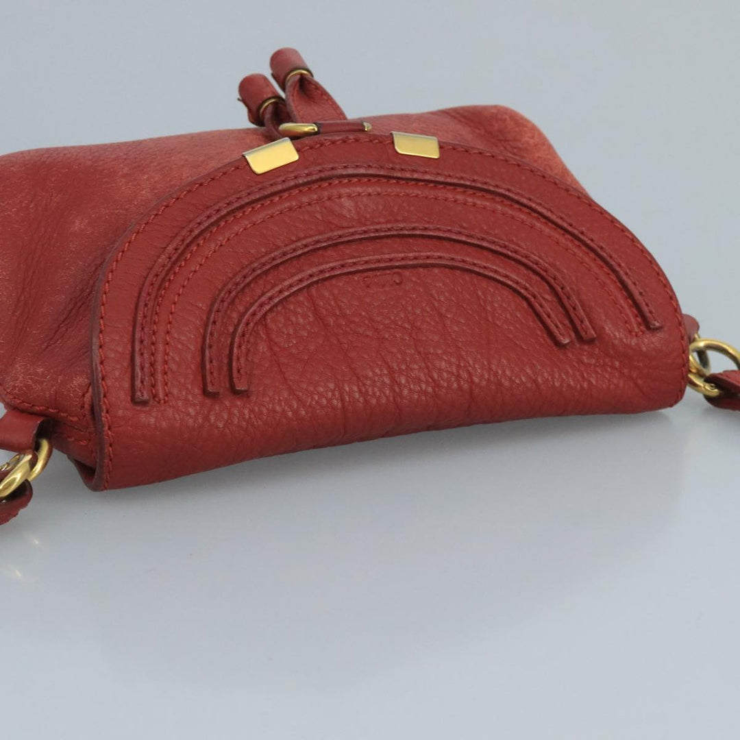 Chloe Mercy Shoulder Bag Leather Red Gold 111189