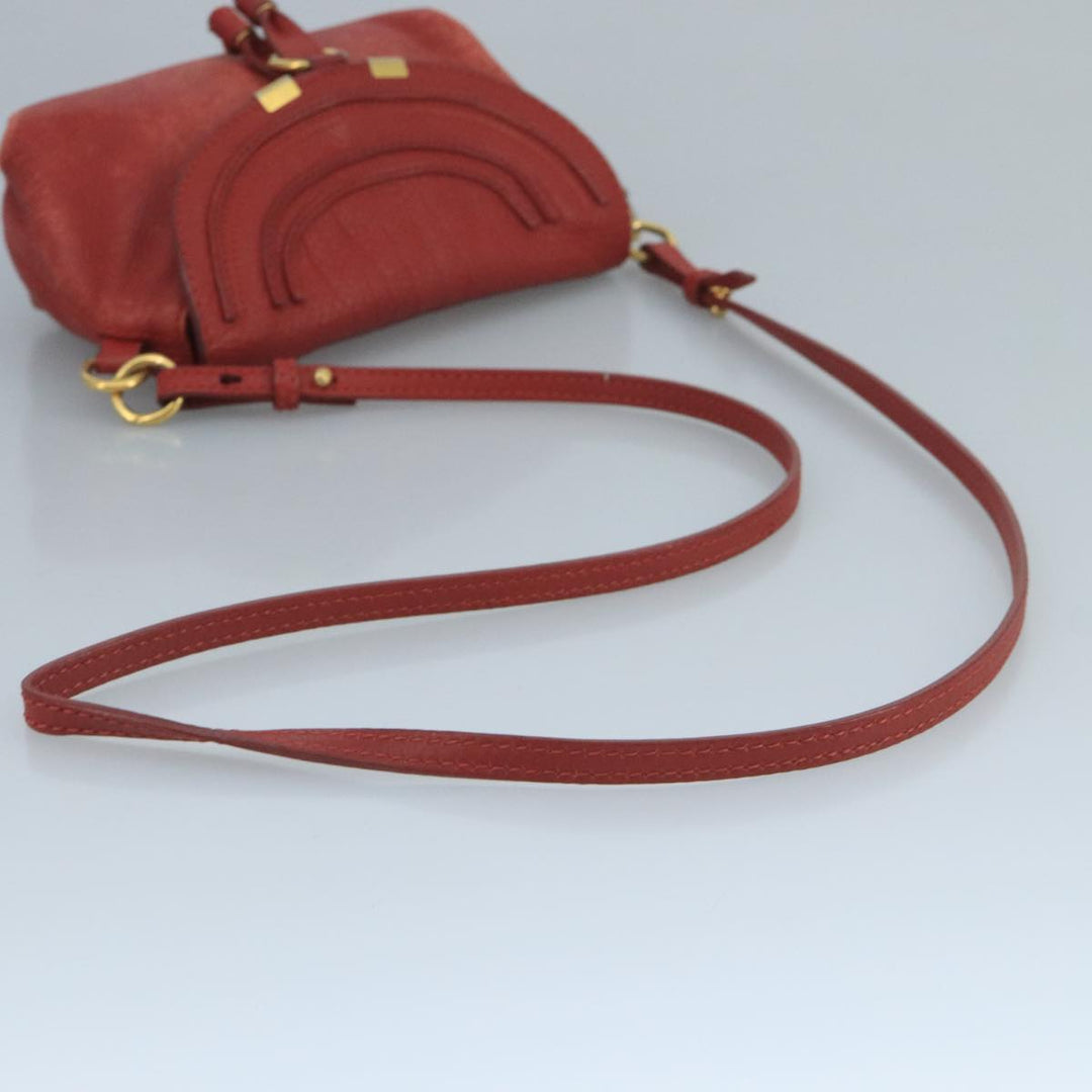 Chloe Mercy Shoulder Bag Leather Red Gold 111189