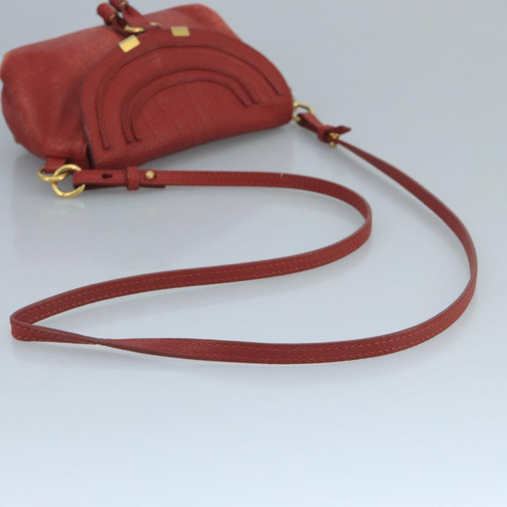 Chloe Mercy Shoulder Bag Leather Red Gold 111189