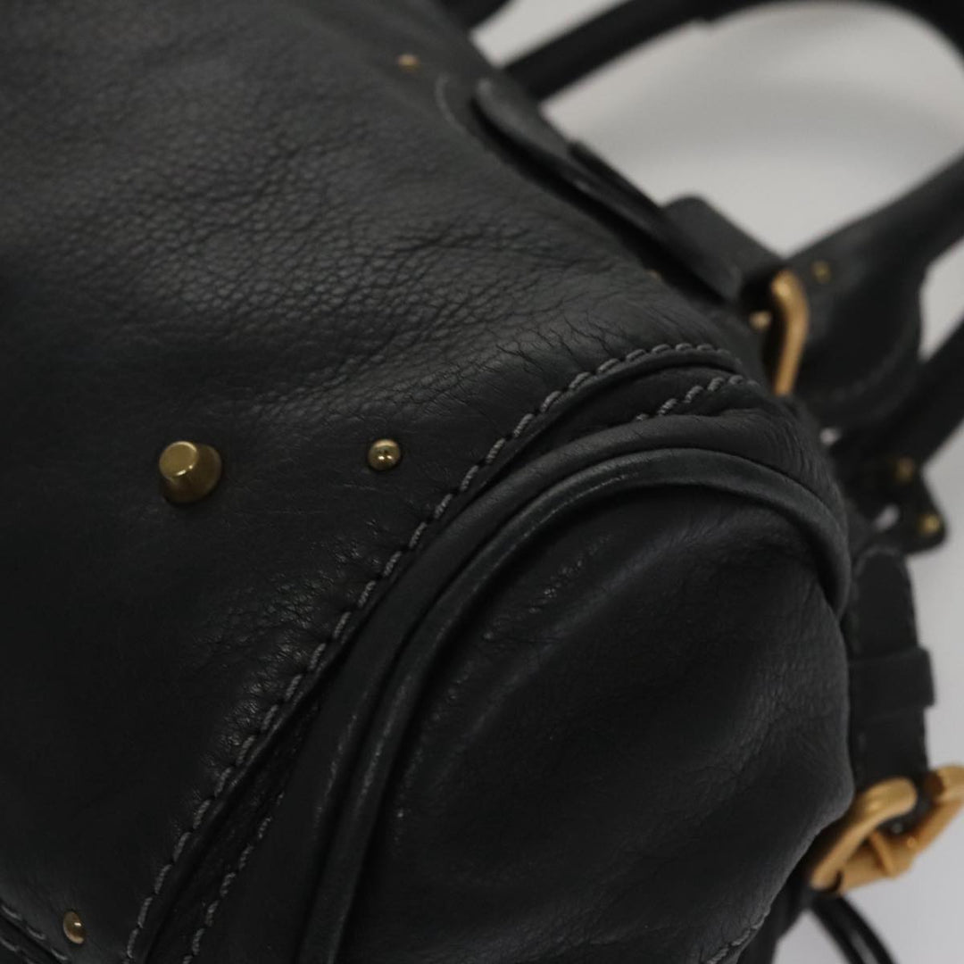 Chloe Paddington Hand Bag Leather Black Silver 111191