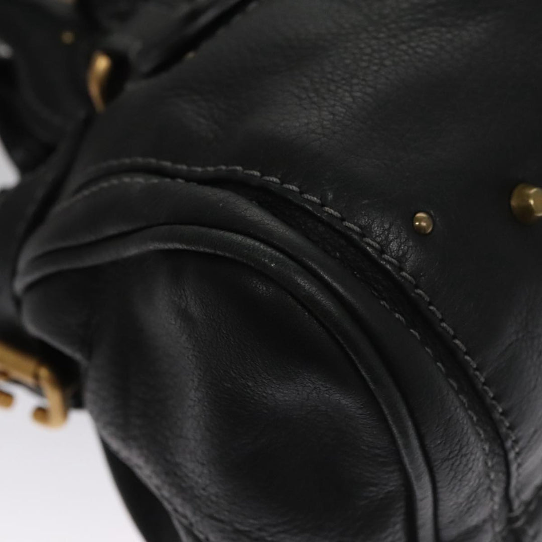 Chloe Paddington Hand Bag Leather Black Silver 111191