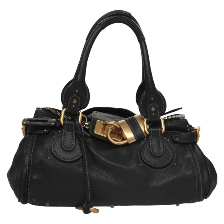 Chloe Paddington Hand Bag Leather Black Silver 111191
