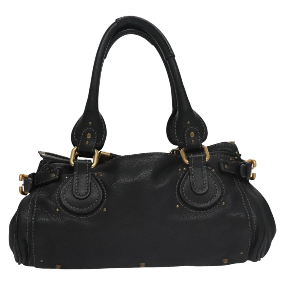 Chloe Paddington Hand Bag Leather Black Silver 111191