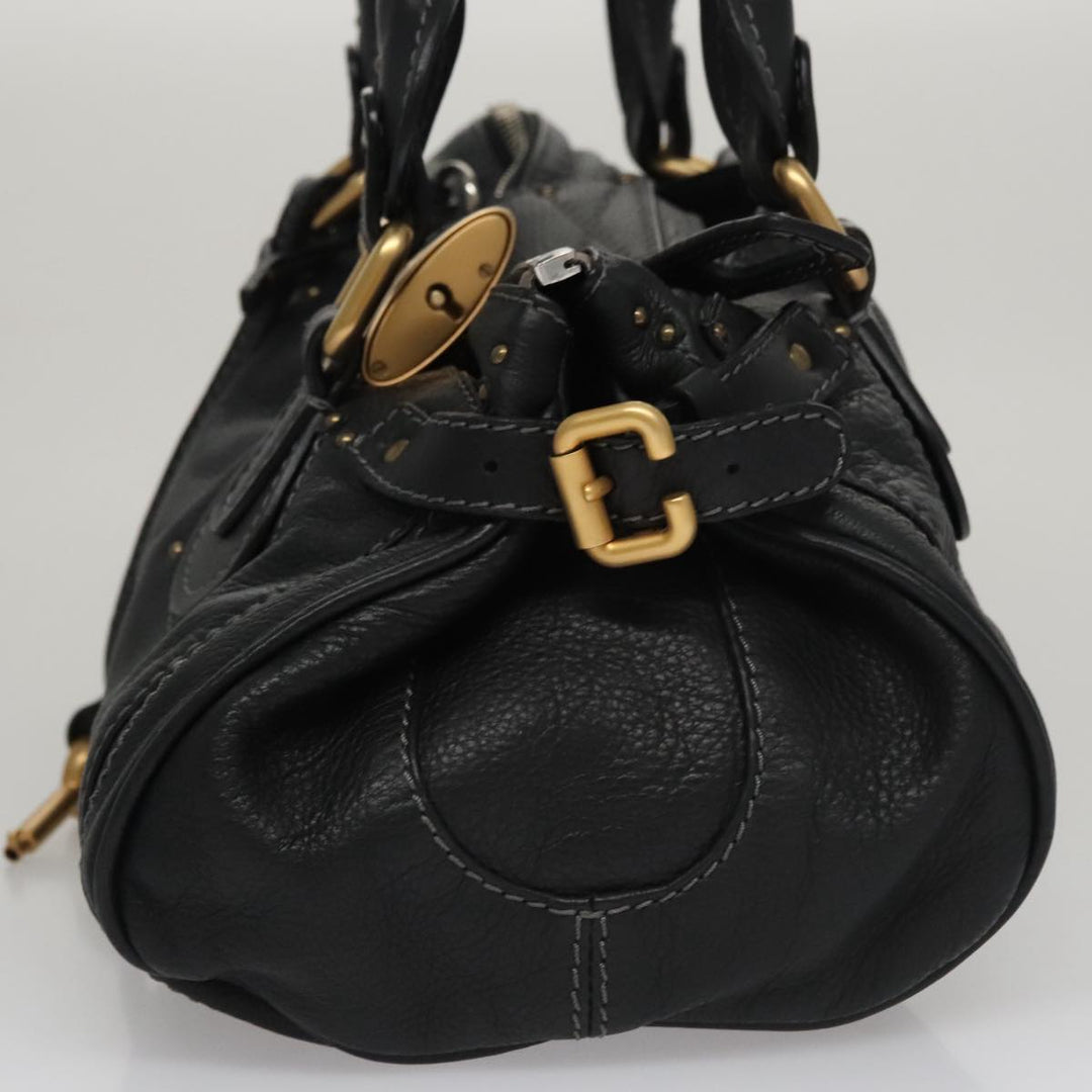 Chloe Paddington Hand Bag Leather Black Silver 111191