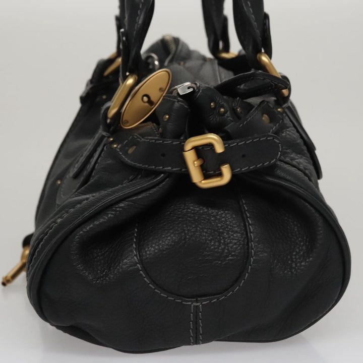 Chloe Paddington Hand Bag Leather Black Silver 111191