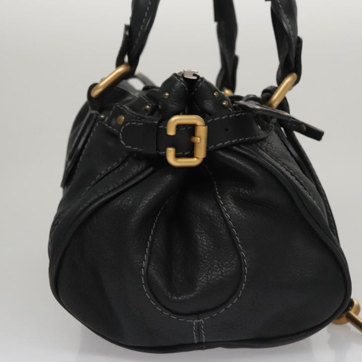Chloe Paddington Hand Bag Leather Black Silver 111191