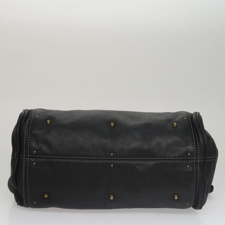 Chloe Paddington Hand Bag Leather Black Silver 111191