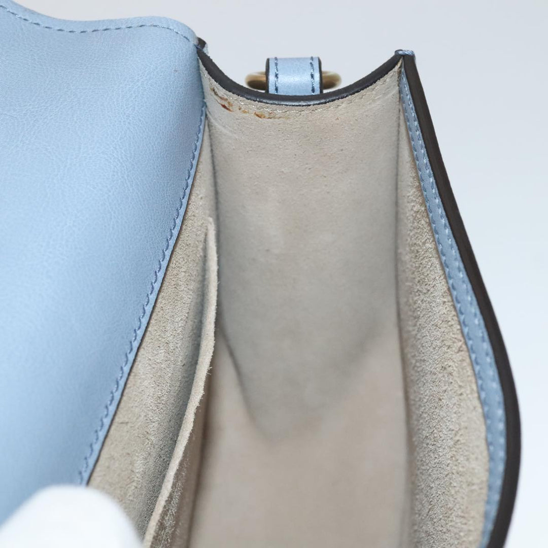 Chloe Nile Hand Bag Leather 2way Light Blue Gold 111358