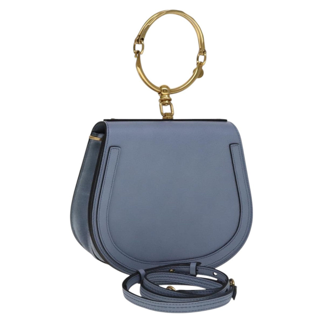 Chloe Nile Hand Bag Leather 2way Light Blue Gold 111358